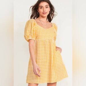 Old Navy NWT 4x yellow and white seersucker dress